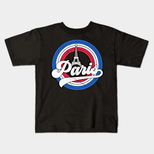 Paris Eiffel Tower Retro France Vacation Souvenir Kids T-Shirt